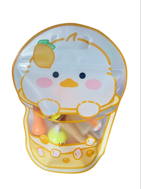 Lippie Bag Kawaii - 7 Beautiful Lipsticks in 4 Colorful Design, Reusable Zipper Bag with Balms,Glosses, Dyes & More.
